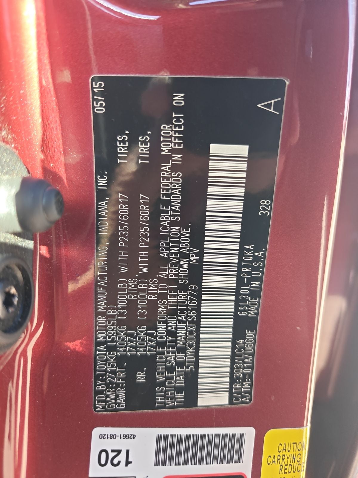 2015 Toyota Sienna XLE 8 Passenger